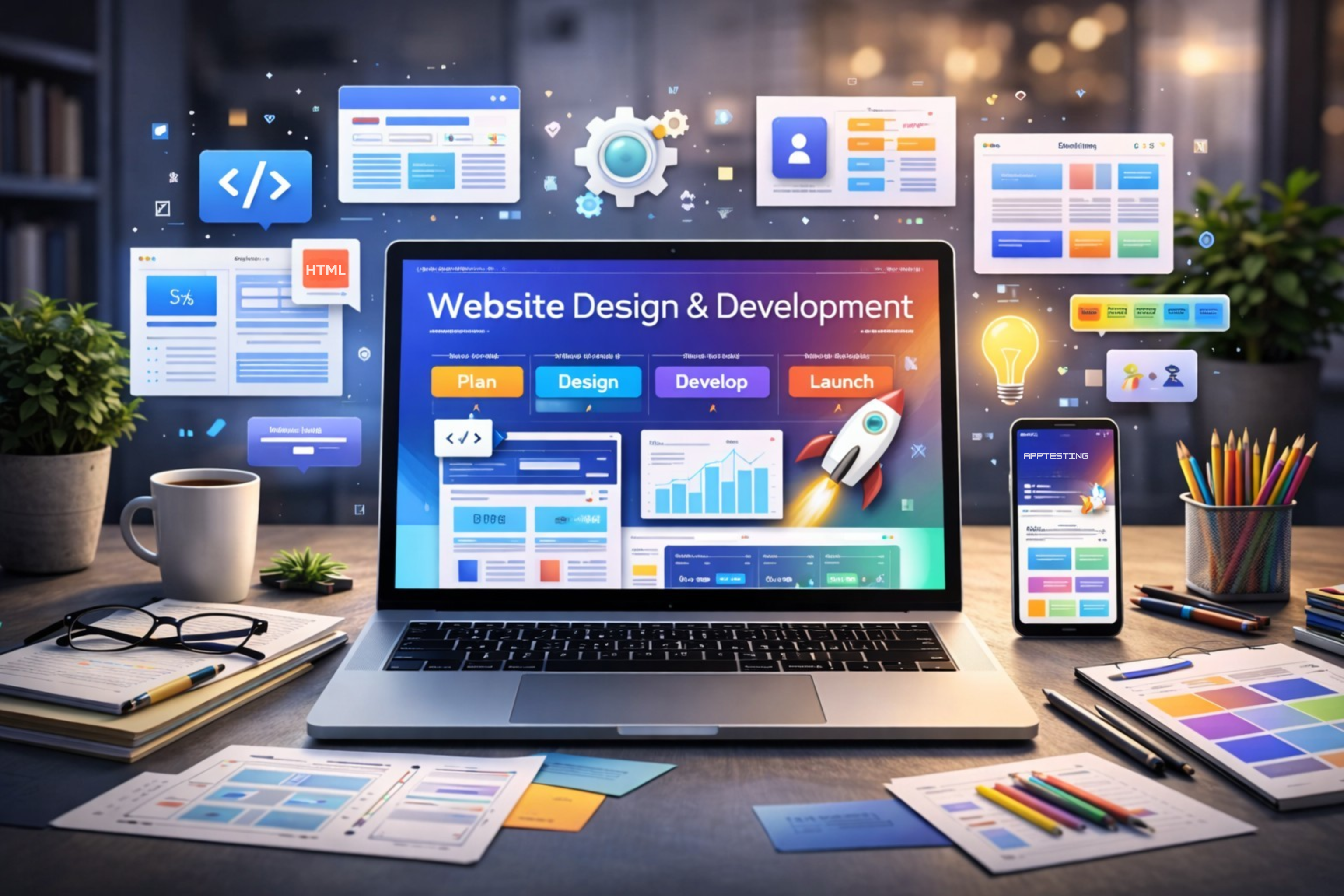 Fully responsive, high-performance website design showcased across mobile and desktop devices